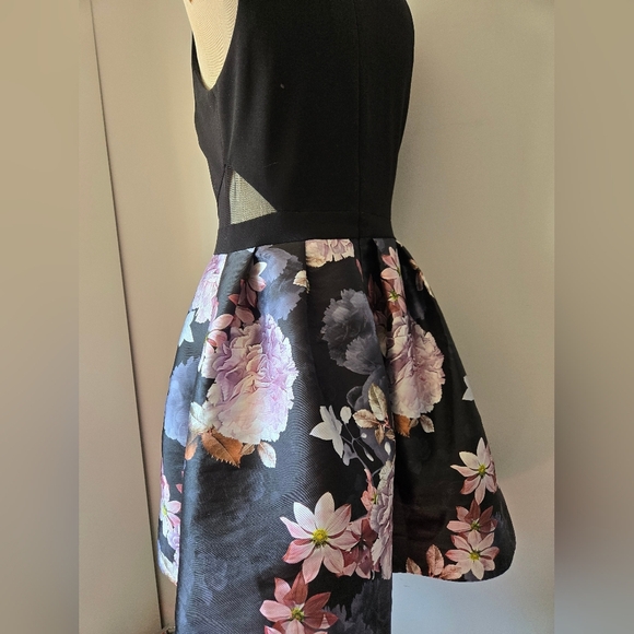 BA NITES Floral Black and Pink Mini Dress With Crinoline. Size 12 - Picture 3 of 12
